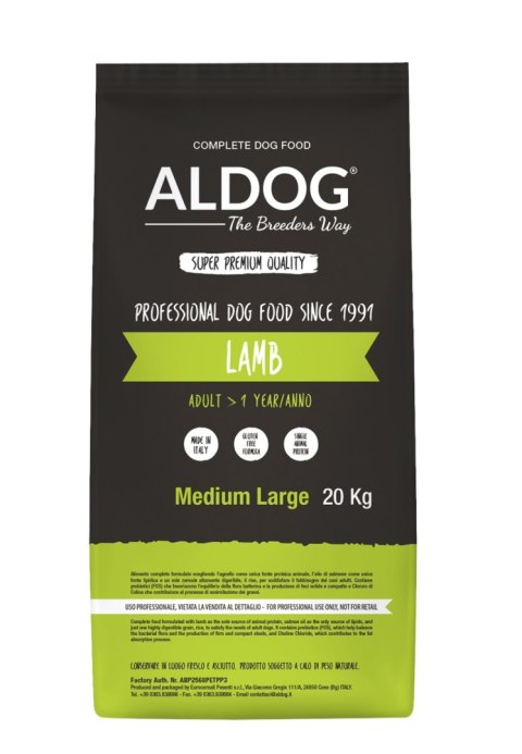 ALDOG Lamb M&L karma monobiałkowa jagnięcina 20 kg