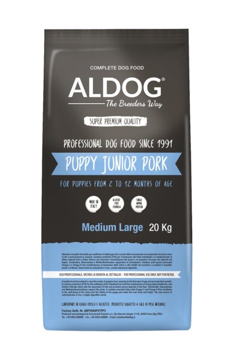 ALDOG PUPPY Pork M&L karma monobiałkowa wieprzowina 20 kg ALDOG PUPPY Pork M&L karma monobiałkowa wieprzowina 20 kg
