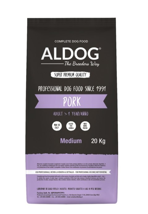 ALDOG Pork MAXI karma monobiałkowa wieprzowina 20 kg ALDOG Pork MAXI karma monobiałkowa wieprzowina 20 kg