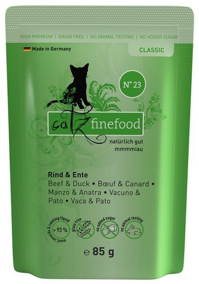 Catz Finefood Classic N.23 Wołowina i Kaczka saszetka 85g Catz Finefood Classic N.23 Wołowina i Kaczka saszetka 85g