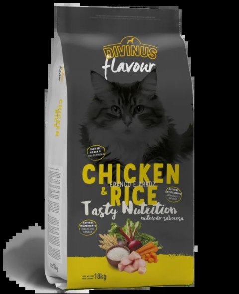 Divinus FLAVOUR dla dorosłego kota kurczak z ryżem 18 kg Divinus FLAVOUR dla dorosłego kota kurczak z ryżem 18 kg