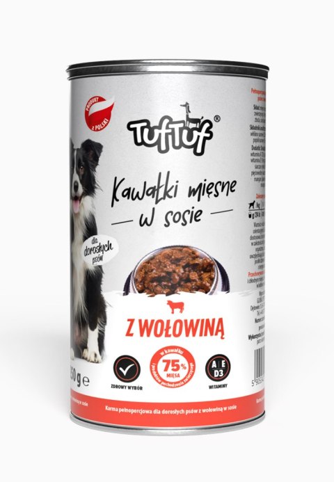 TUF TUF Kawałki mięsne z wołowiną dla psa 1250g TUF TUF Kawałki mięsne z wołowiną dla psa 1250g