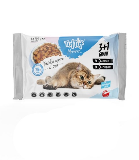 TUF TUF saszetki dla kota 40 x 100g RYBA MIX SMAKÓW TUF TUF saszetki dla kota 40 x 100g RYBA MIX SMAKÓW