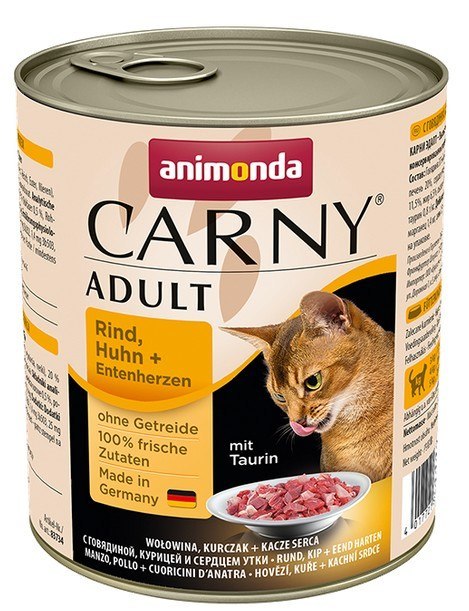 Animonda Carny Adult Wołowina, Kurczak + Kacze serca puszka 800g Animonda Carny Adult Wołowina, Kurczak + Kacze serca puszka 800g