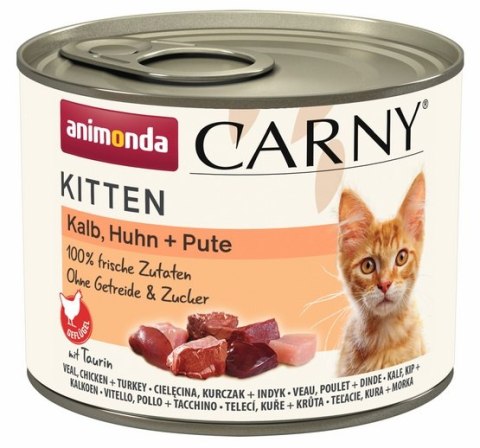 Animonda Carny Kitten Cielęcina + Kurczak + Indyk puszka 200g Animonda Carny Kitten Cielęcina + Kurczak + Indyk puszka 200g