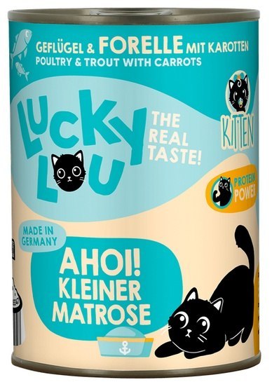 Lucky Lou Lifestage Kitten Drób i pstrąg puszka 400g Lucky Lou Lifestage Kitten Drób i pstrąg puszka 400g