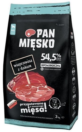 Pan Mięsko Karma sucha dla psa - wieprzowina i dzik chrupki XL 3kg Pan Mięsko Karma sucha dla psa - wieprzowina i dzik chrupki XL 3kg