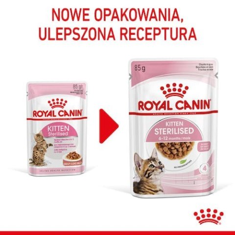Royal Canin Kitten Sterilised karma mokra w sosie dla kociąt od 6 do 12 miesiąca życia, sterylizowanych saszetka 85g Royal Canin Kitten Sterilised karma mokra w sosie dla kociąt od 6 do 12 miesiąca życia, sterylizowanych saszetka 85g