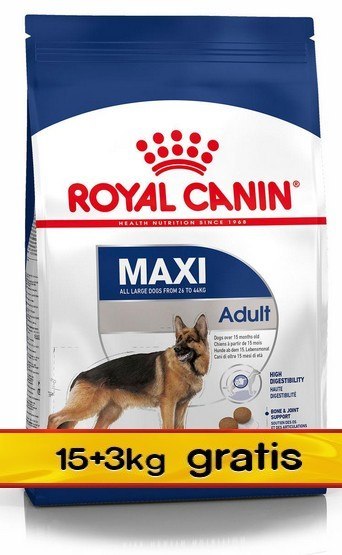 Royal Canin Maxi Adult karma sucha dla psów dorosłych, do 5 roku życia, ras dużych 18kg (15+3kg) Royal Canin Maxi Adult karma sucha dla psów dorosłych, do 5 roku życia, ras dużych 18kg (15+3kg)