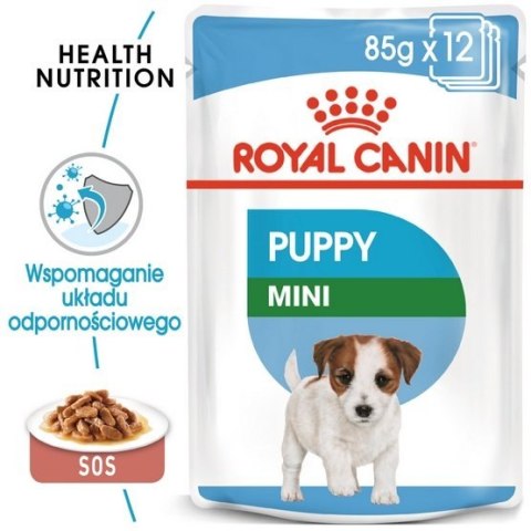 Royal Canin Mini Puppy karma mokra w sosie dla szczeniąt, od 2 do 10 miesiąca życia, ras małych saszetki 4x85g Royal Canin Mini Puppy karma mokra w sosie dla szczeniąt, od 2 do 10 miesiąca życia, ras małych saszetki 4x85g