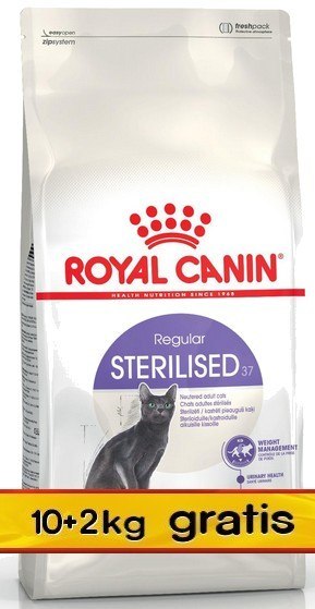 Royal Canin Sterilised karma sucha dla kotów dorosłych, sterylizowanych 12kg (10+2kg) Royal Canin Sterilised karma sucha dla kotów dorosłych, sterylizowanych 12kg (10+2kg)