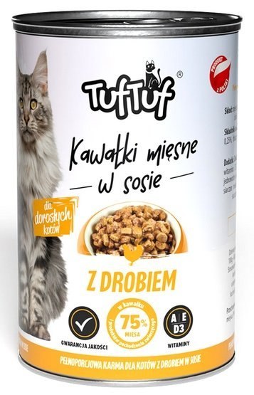 TUF TUF Kawałki mięsne z drobiem dla kota puszka 415g TUF TUF Kawałki mięsne z drobiem dla kota puszka 415g