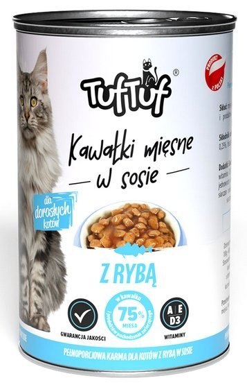 TUF TUF Kawałki mięsne z rybą dla kota puszka 415g TUF TUF Kawałki mięsne z rybą dla kota puszka 415g