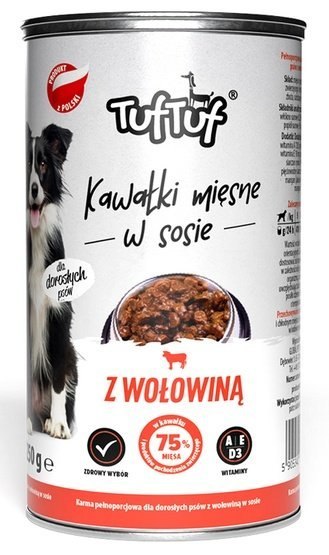TUF TUF Kawałki mięsne z wołowiną dla psa puszka 415g TUF TUF Kawałki mięsne z wołowiną dla psa puszka 415g