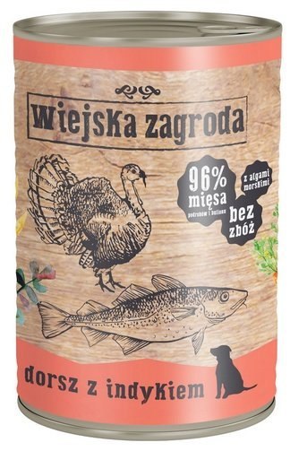 Wiejska Zagroda Dorsz z indykiem puszka 400g Wiejska Zagroda Dorsz z indykiem puszka 400g