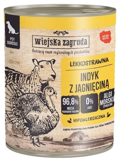 Wiejska Zagroda Indyk z jagnięciną puszka 800g Wiejska Zagroda Indyk z jagnięciną puszka 800g