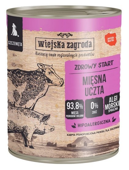 Wiejska Zagroda Mięsna uczta Puppy puszka 800g Wiejska Zagroda Mięsna uczta Puppy puszka 800g