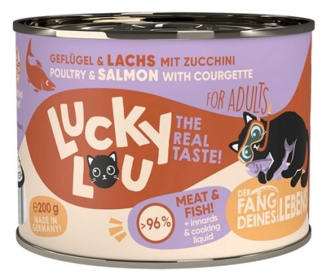 Lucky Lou Lifestage Adult Drób i łosoś puszka 200g Lucky Lou Lifestage Adult Drób i łosoś puszka 200g