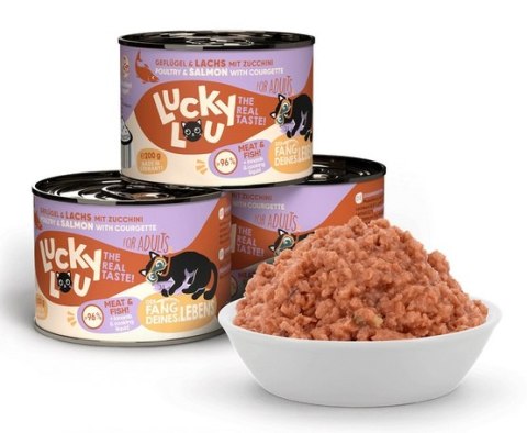 Lucky Lou Lifestage Adult Drób i łosoś puszka 200g Lucky Lou Lifestage Adult Drób i łosoś puszka 200g