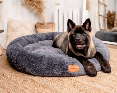MIMIKO Pets Legowisko Shaggy okrągłe XXL 100cm grafitowe MIMIKO Pets Legowisko Shaggy okrągłe XXL 100cm grafitowe