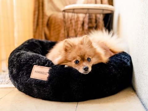 MIMIKO Pets Legowisko Shaggy okrągłe L 60cm czarne MIMIKO Pets Legowisko Shaggy okrągłe L 60cm czarne