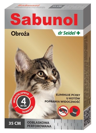 Sabunol Obroża przeciw pchłom dla kota odblaskowa 35cm Sabunol Obroża przeciw pchłom dla kota odblaskowa 35cm