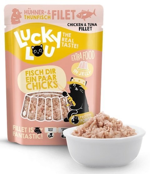 Lucky Lou Extrafood Tuńczyk i kurczak w galaretce saszetka 70g Lucky Lou Extrafood Tuńczyk i kurczak w galaretce saszetka 70g