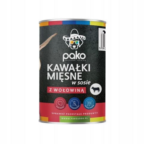 PAKO mokra karma dla psa kawałki w sosie wołowina 12x415g PAKO mokra karma dla psa kawałki w sosie wołowina 12x415g