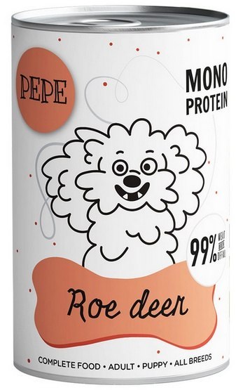 Paka Zwierzaka PEPE Roe Deer (sarna) puszka 400g Paka Zwierzaka PEPE Roe Deer (sarna) puszka 400g
