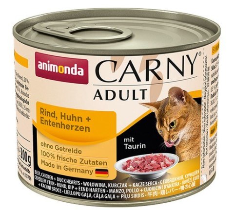 Animonda Carny Adult Wołowina, Kurczak + Kacze serca puszka 200g Animonda Carny Adult Wołowina, Kurczak + Kacze serca puszka 200g