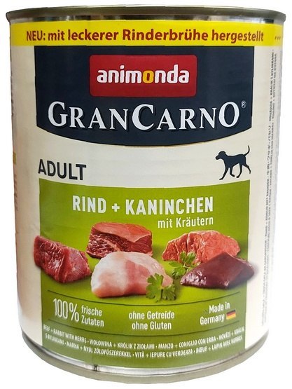 Animonda GranCarno Original Adult Rind Kaninchen Krautern Wołowina + Królik z Ziołami puszka 800g Animonda GranCarno Original Adult Rind Kaninchen Krautern Wołowina + Królik z Ziołami puszka 800g