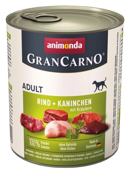 Animonda GranCarno Original Adult Rind Kaninchen Krautern Wołowina + Królik z Ziołami puszka 800g Animonda GranCarno Original Adult Rind Kaninchen Krautern Wołowina + Królik z Ziołami puszka 800g