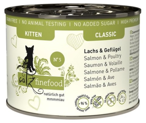 Catz Finefood Classic Kitten N.05 Łosoś i drób puszka 200g Catz Finefood Classic Kitten N.05 Łosoś i drób puszka 200g