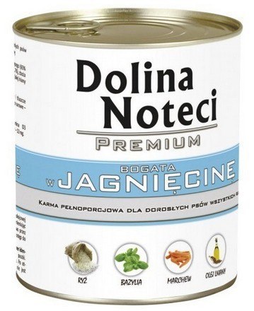 Dolina Noteci Premium Pies Jagnięcina puszka 800g Dolina Noteci Premium Pies Jagnięcina puszka 800g