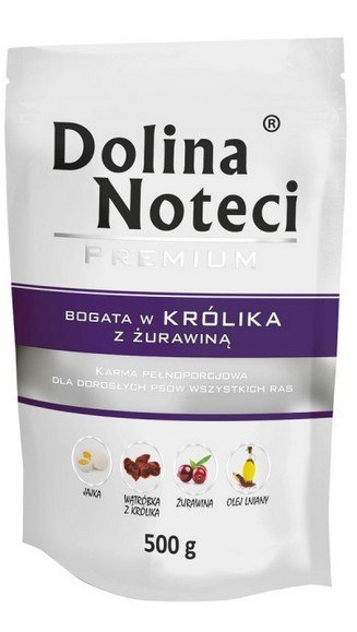 Dolina Noteci Premium Pies Królik i żurawina saszetka 500g Dolina Noteci Premium Pies Królik i żurawina saszetka 500g