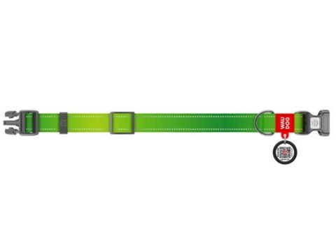 Collar WauDog Nylon Mono Obroża nylonowa odblaskowa z QR-paszportem, plastikowy fastex, M 20mm/28-40cm jasnozielona Collar WauDog Nylon Mono Obroża nylonowa odblaskowa z QR-paszportem, plastikowy fastex, M 20mm/28-40cm jasnozielona