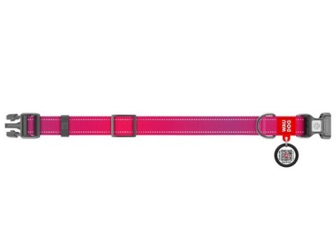 Collar WauDog Nylon Mono Obroża nylonowa odblaskowa z QR-paszportem, plastikowy fastex, S 15mm/25-35cm różowa Collar WauDog Nylon Mono Obroża nylonowa odblaskowa z QR-paszportem, plastikowy fastex, S 15mm/25-35cm różowa