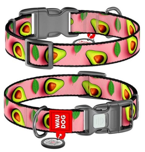 Collar WauDog Nylon Obroża nylonowa z QR-paszportem, plastikowy fastex, wzór AWOKADO NA RÓŻU, S 15mm/25-35cm Collar WauDog Nylon Obroża nylonowa z QR-paszportem, plastikowy fastex, wzór AWOKADO NA RÓŻU, S 15mm/25-35cm
