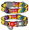 Collar WauDog Nylon Obroża nylonowa z QR-paszportem, plastikowy fastex, wzór FUTRZANE POTWORY, XXL 35mm/46-70cm