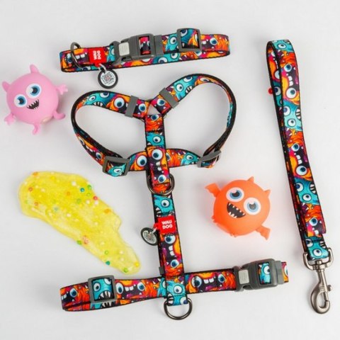 Collar WauDog Nylon Obroża nylonowa z QR-paszportem, plastikowy fastex, wzór ZĘBATE POTWORY, XXL 35mm/46-70cm Collar WauDog Nylon Obroża nylonowa z QR-paszportem, plastikowy fastex, wzór ZĘBATE POTWORY, XXL 35mm/46-70cm