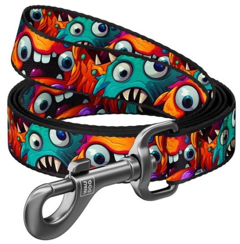 Collar WauDog Nylon Smycz nylonowa M 20mm/200cm, wzór ZĘBATE POTWORY Collar WauDog Nylon Smycz nylonowa M 20mm/200cm, wzór ZĘBATE POTWORY
