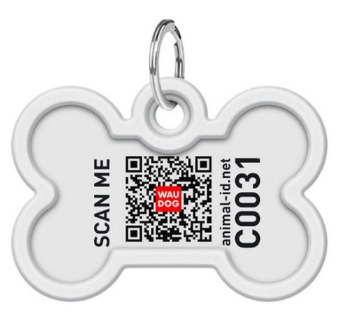 Collar WauDog Smart ID Zawieszka z QR-paszportem kość 4x3cm geometria Collar WauDog Smart ID Zawieszka z QR-paszportem kość 4x3cm geometria