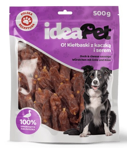 IdeaPet Kiełbaski z kaczką i serem 500g IdeaPet Kiełbaski z kaczką i serem 500g