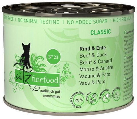 Catz Finefood Classic N.23 Wołowina i Kaczka puszka 200g Catz Finefood Classic N.23 Wołowina i Kaczka puszka 200g