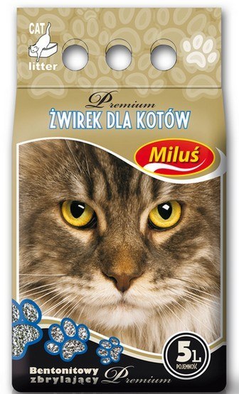 Miluś Premium żwir zbrylający bentonitowy 5L Miluś Premium żwir zbrylający bentonitowy 5L