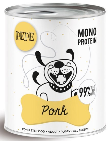 Paka Zwierzaka PEPE Pork (wieprzowina) puszka 800g