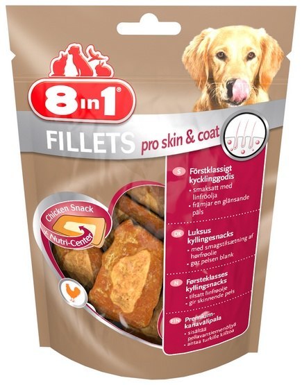 8in1 Fillets Pro Skin & Coat - przekąska dla zdrowej skóry 80g 8in1 Fillets Pro Skin & Coat - przekąska dla zdrowej skóry 80g