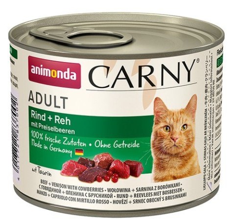 Animonda Carny Adult Wołowina, Dziczyzna + Borówka puszka 200g Animonda Carny Adult Wołowina, Dziczyzna + Borówka puszka 200g