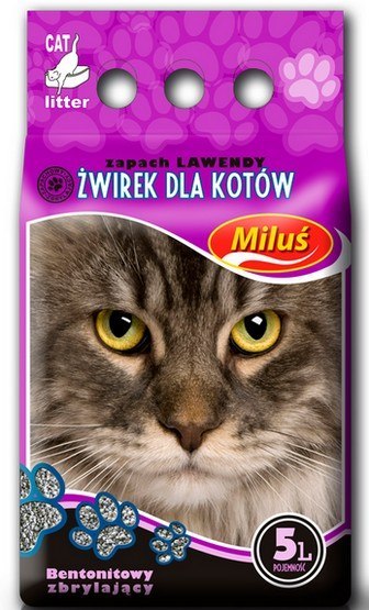 Miluś Lawenda żwir zbrylający bentonitowy 5L Miluś Lawenda żwir zbrylający bentonitowy 5L