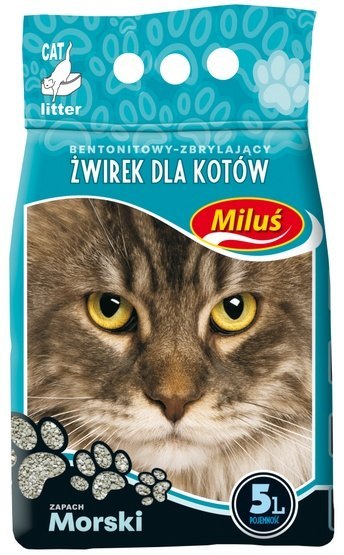 Miluś Morski żwir zbrylający bentonitowy 5L Miluś Morski żwir zbrylający bentonitowy 5L